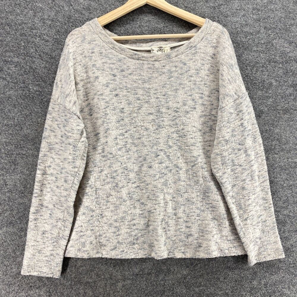 Blu Pepper Sweater Pullover Women S Small Gray Knit Button Up Long Sleeve Rayon